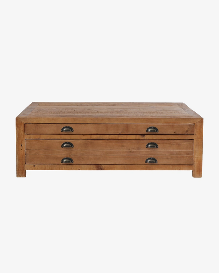 Printmaker Coffee Table - 2 Drawer